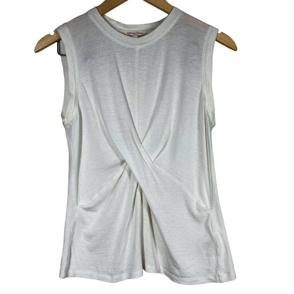 Rebecca Taylor Top Wool Twist Wrap Front Sleeveless Cream White Small - Picture 7 of 11